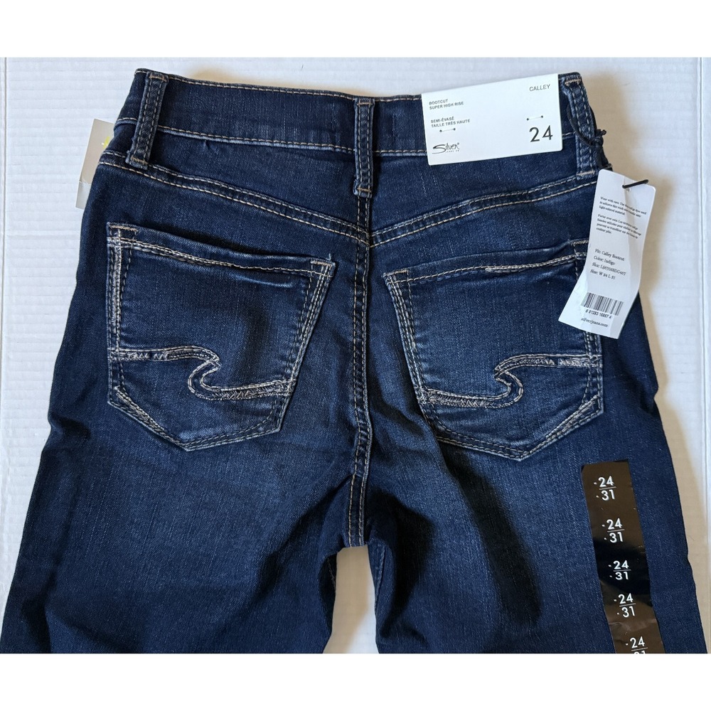 SILVER Calley - Women's Super High Rise Bootcut Dark‎ Denim Jeans - NWT - 24x31